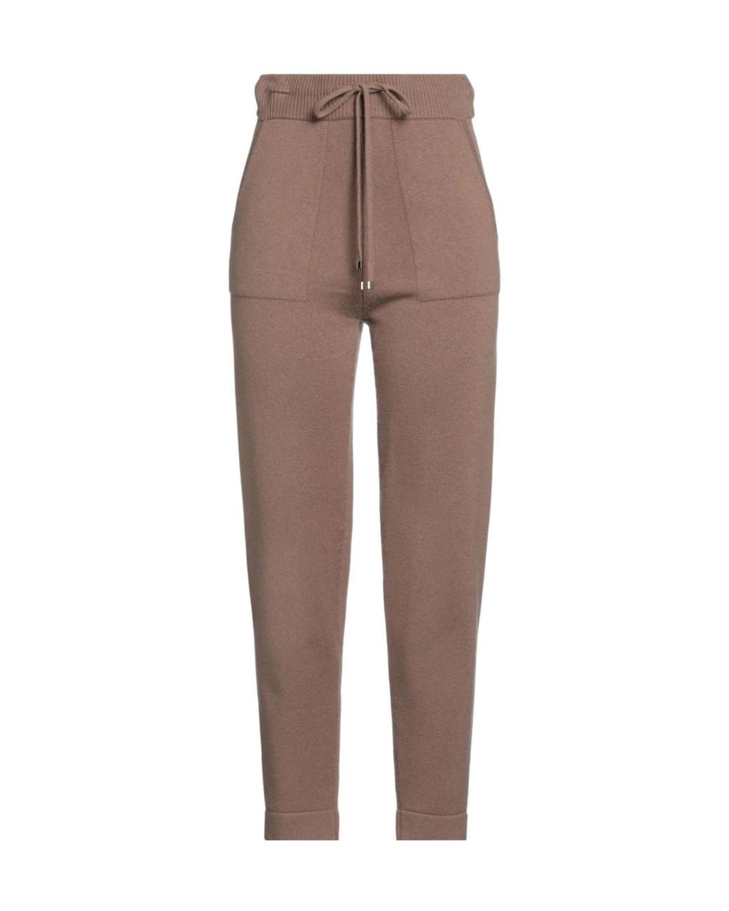 Max Mara Brown Solid Color Knitted Tapered Pants