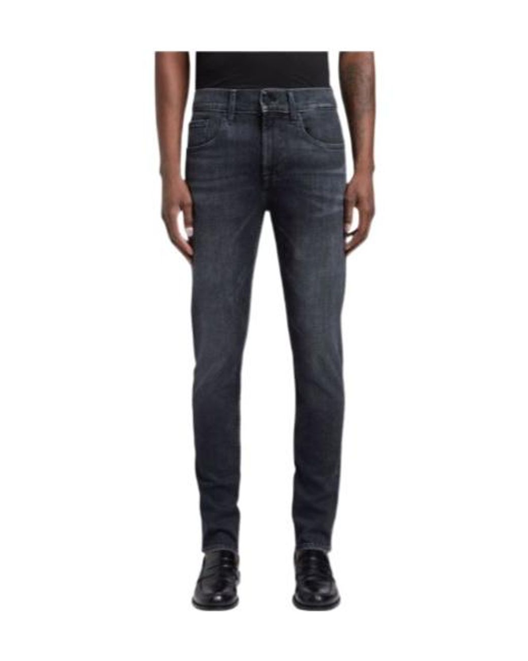 7 For All Mankind Blue Belt-Loop Buttoned Jeans for men