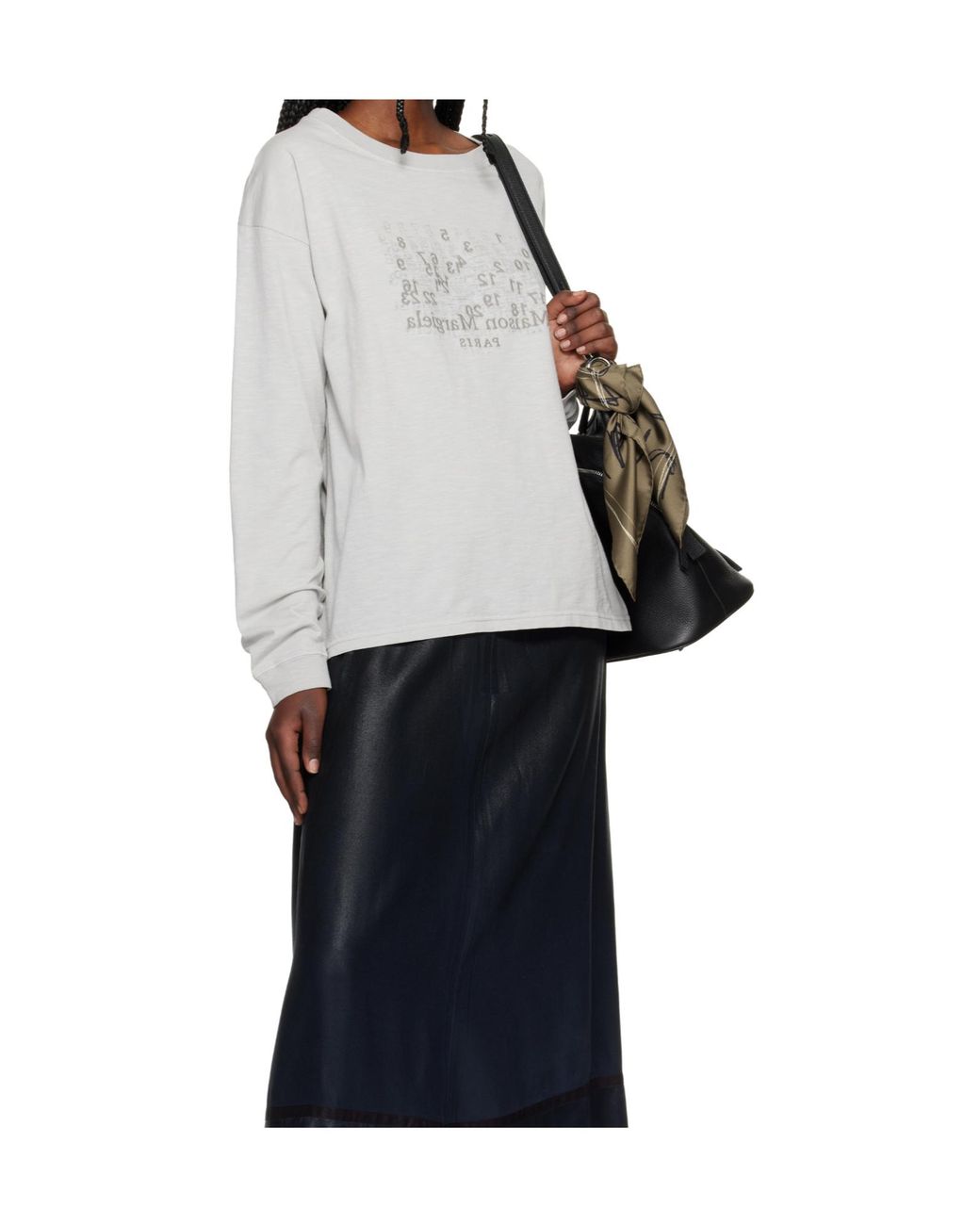 Maison Margiela Gray Logo Embroidered T-Shirt