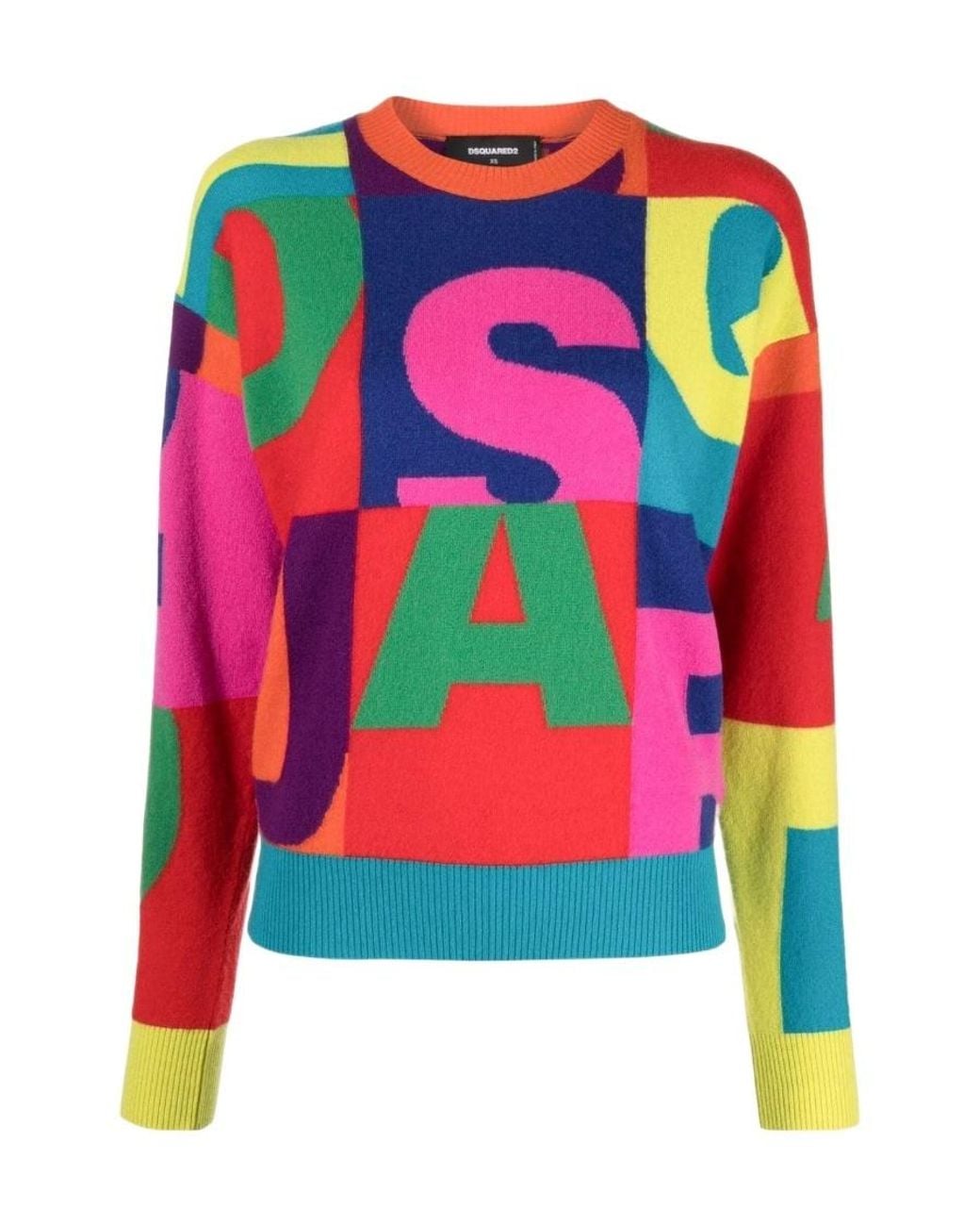 DSquared² Multicolor Logo Intarsia Knitted Jumper