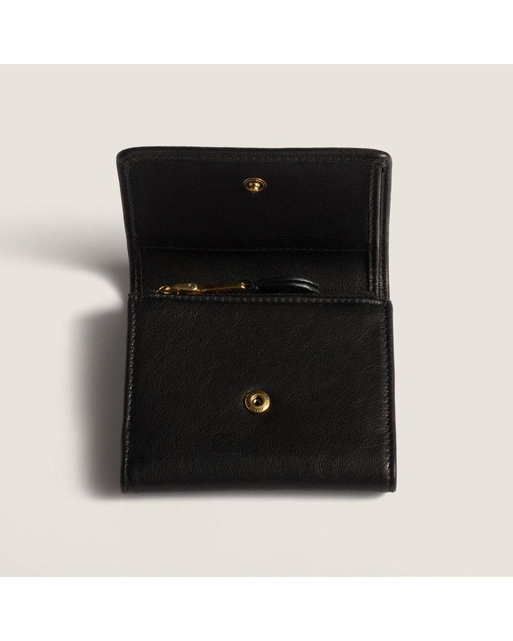 Miu Miu Black Logo-Embossed Trifold Wallet