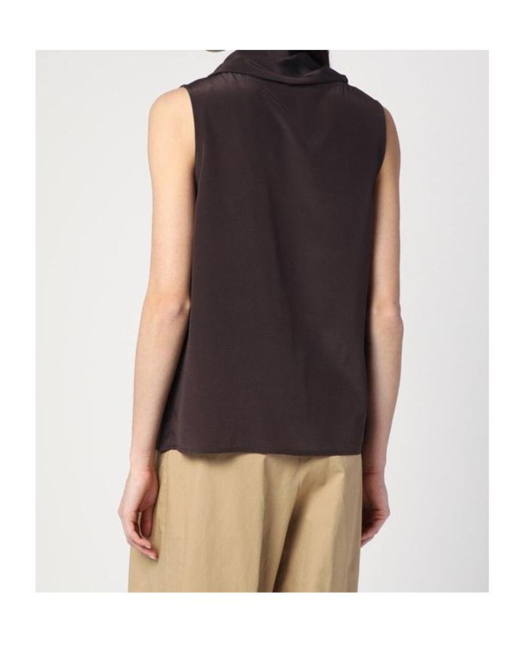 P.A.R.O.S.H. Brown Sleeveless High-Neck Top