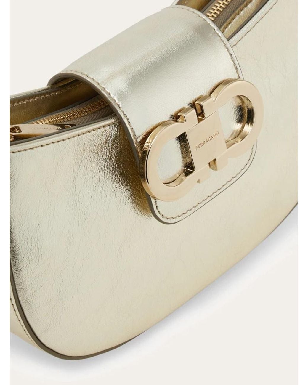 Ferragamo White Ferragamo Double Gancini Mini Bag