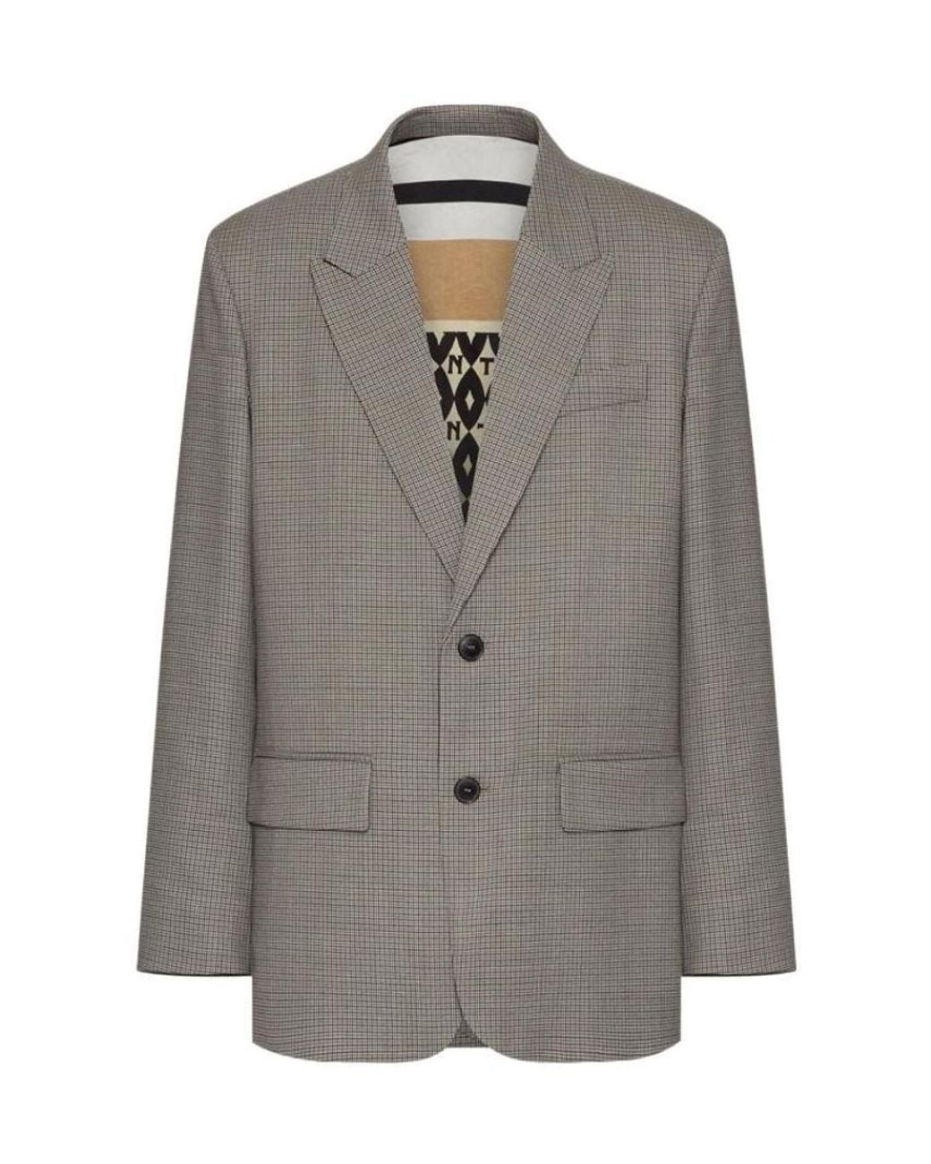 Valentino Gray Peak-Lapel Single-Breasted Blazer for men