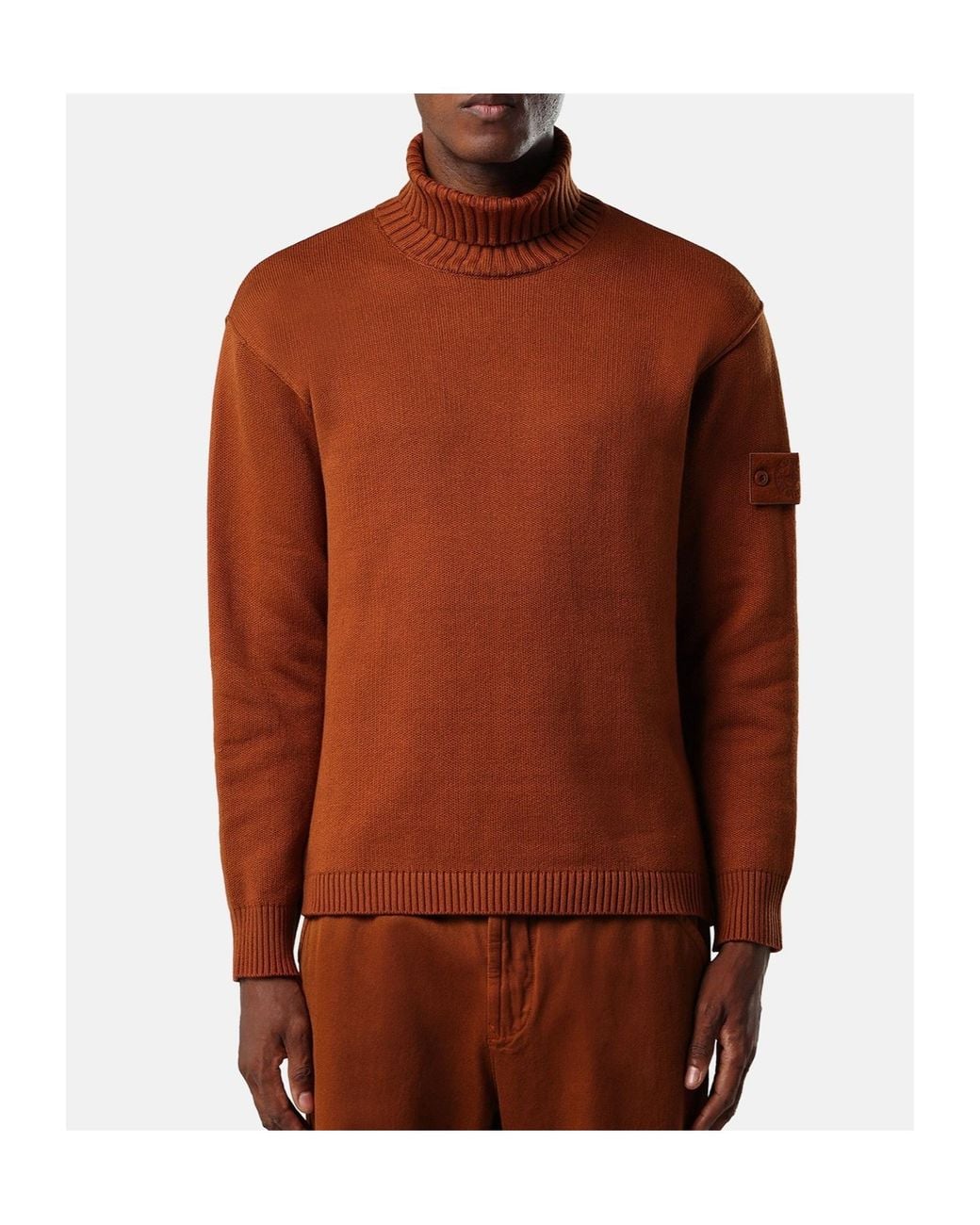Stone Island Brown Regular-Fit Turtleneck Jumper With Ribbed Trims for men