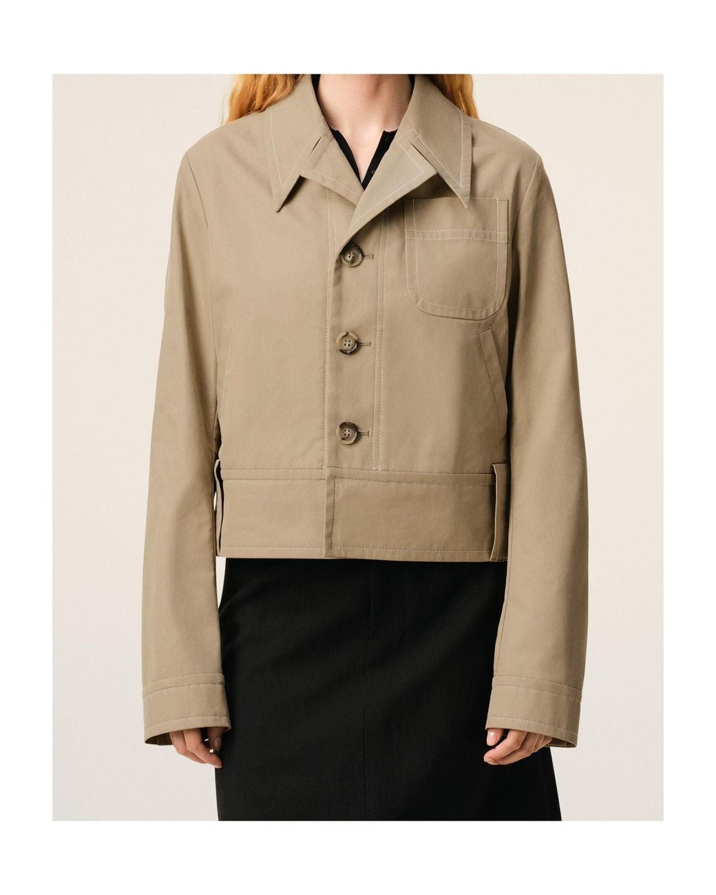 AMI Natural Ami Long Sleeved Buttoned Jacket