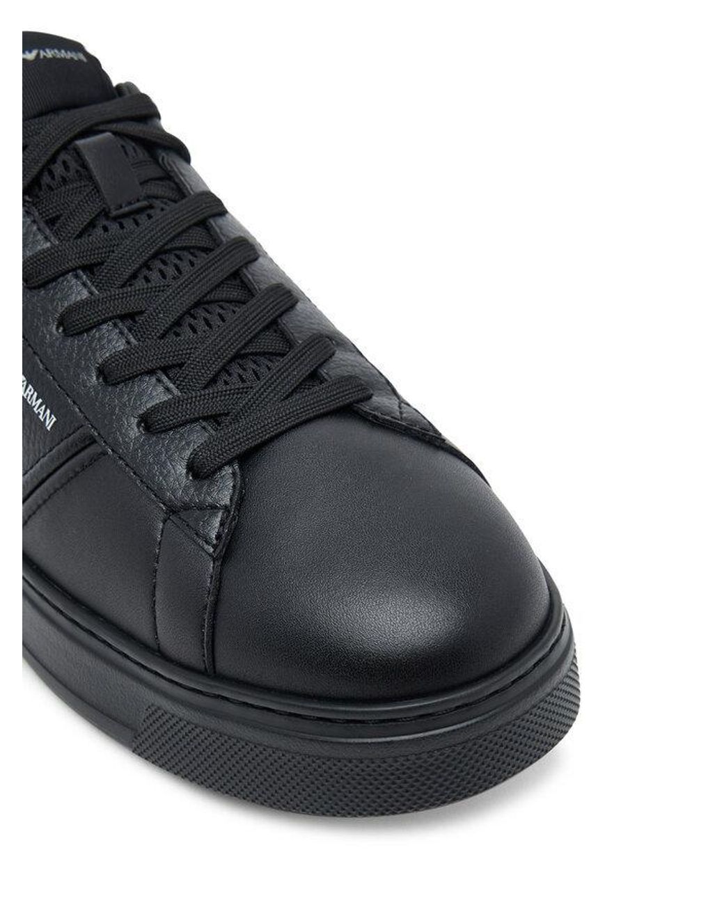 Emporio Armani Black Panelled Lace-Up Sneakers for men