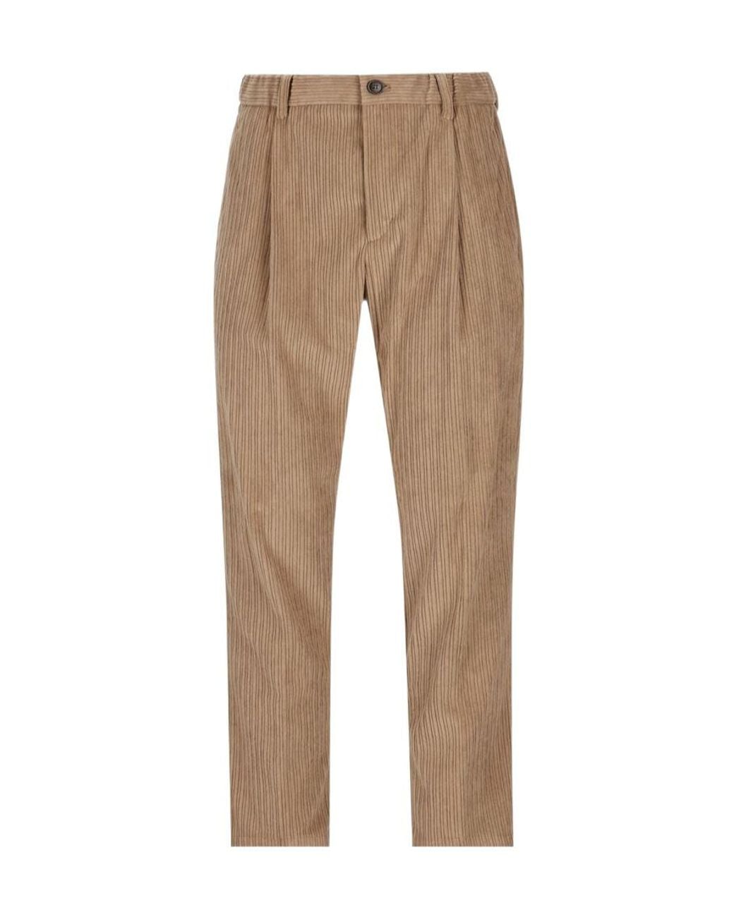 Herno Natural Pleated Corduroy Pants for men
