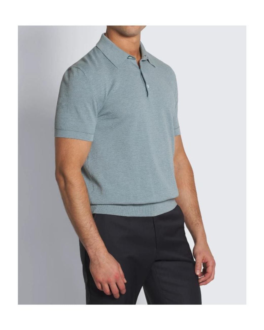 Brioni Blue Island Pique Cotton Polo Shirt for men