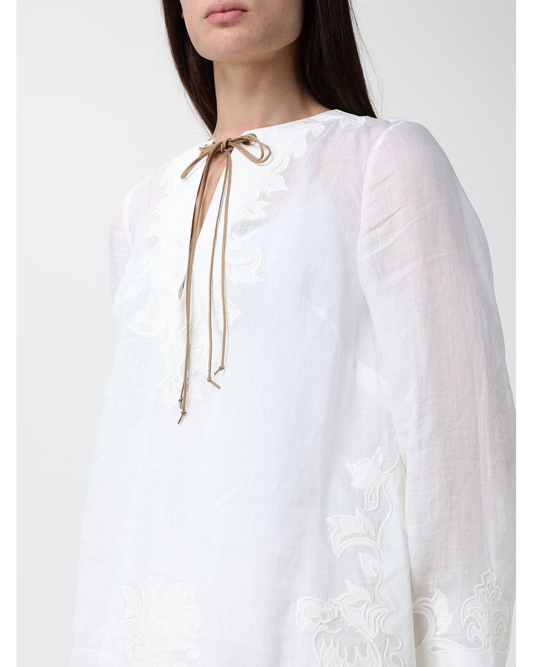 Zimmermann White Indra Belted Embroidered Ramie Mini Dress