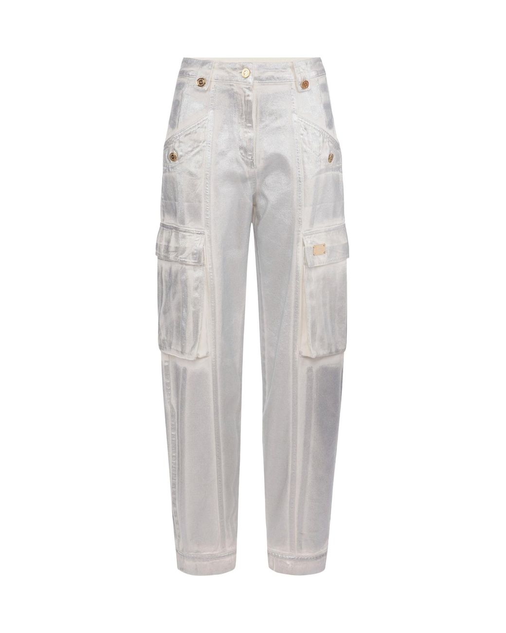 Elisabetta Franchi Gray Wide Leg Cargo Jeans