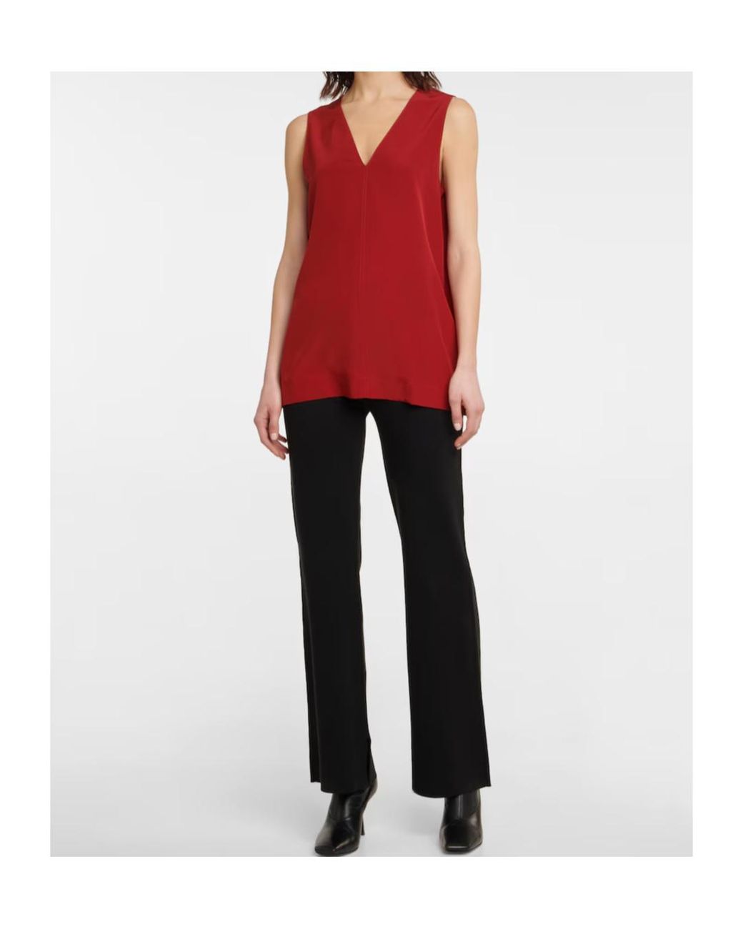Joseph Red V-Neck Sleeveless Tank Top