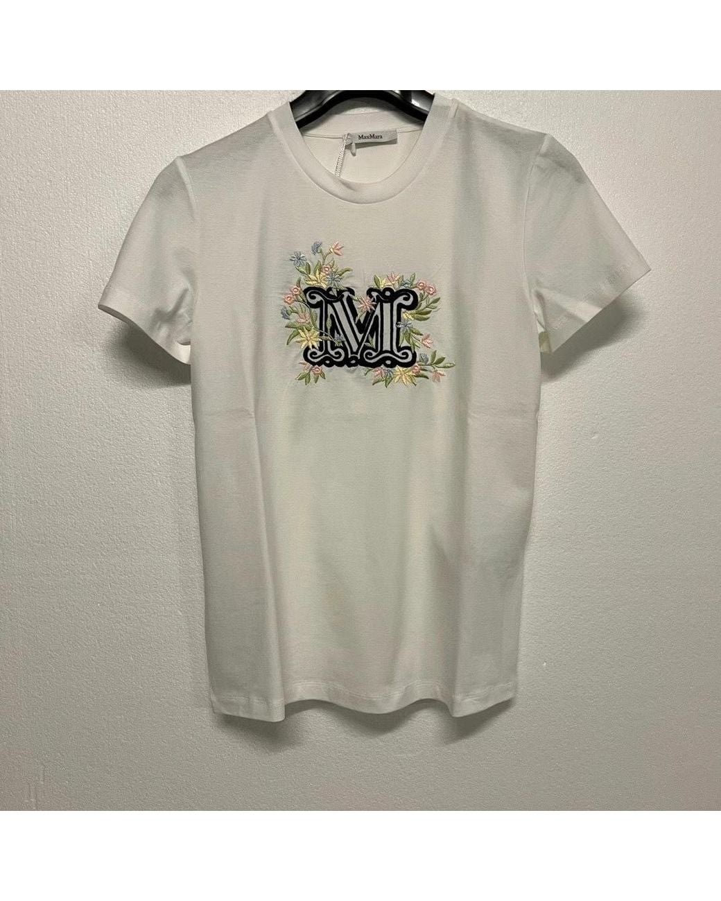 Max Mara White Logo Embroidered T-Shirt