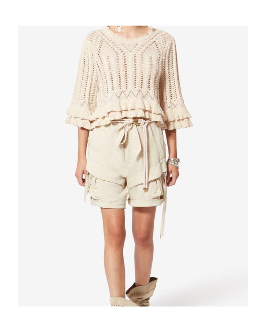 Isabel Marant Natural Isabel Marant Étoile Norma Ruffled Knit Sweater