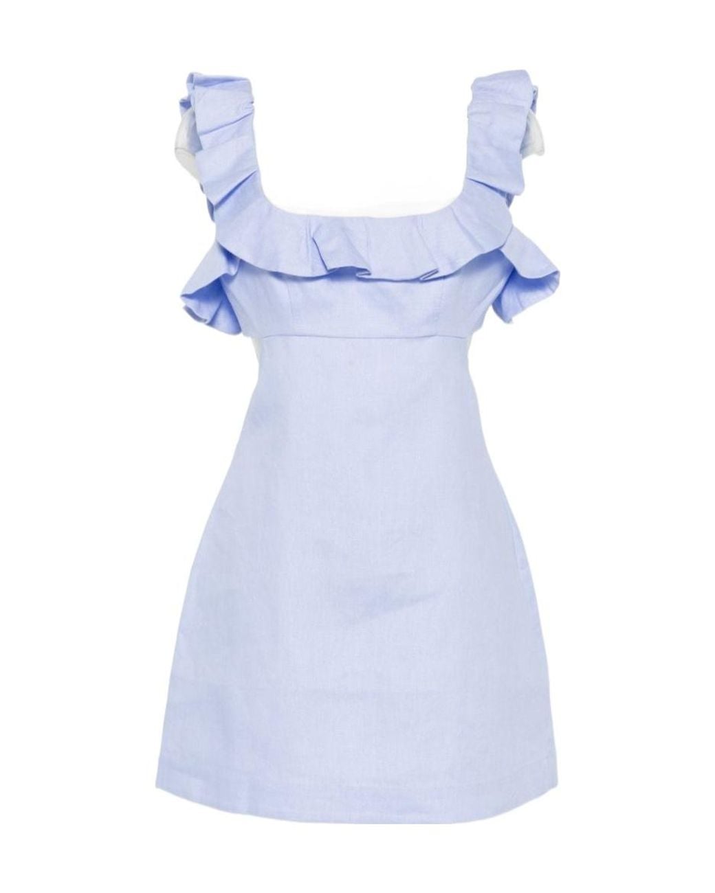 Zimmermann Blue Ruffled Cut-Out Mini Dress
