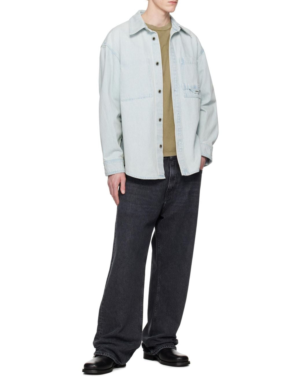 Wooyoungmi Blue Wildflower Denim Shirt for men