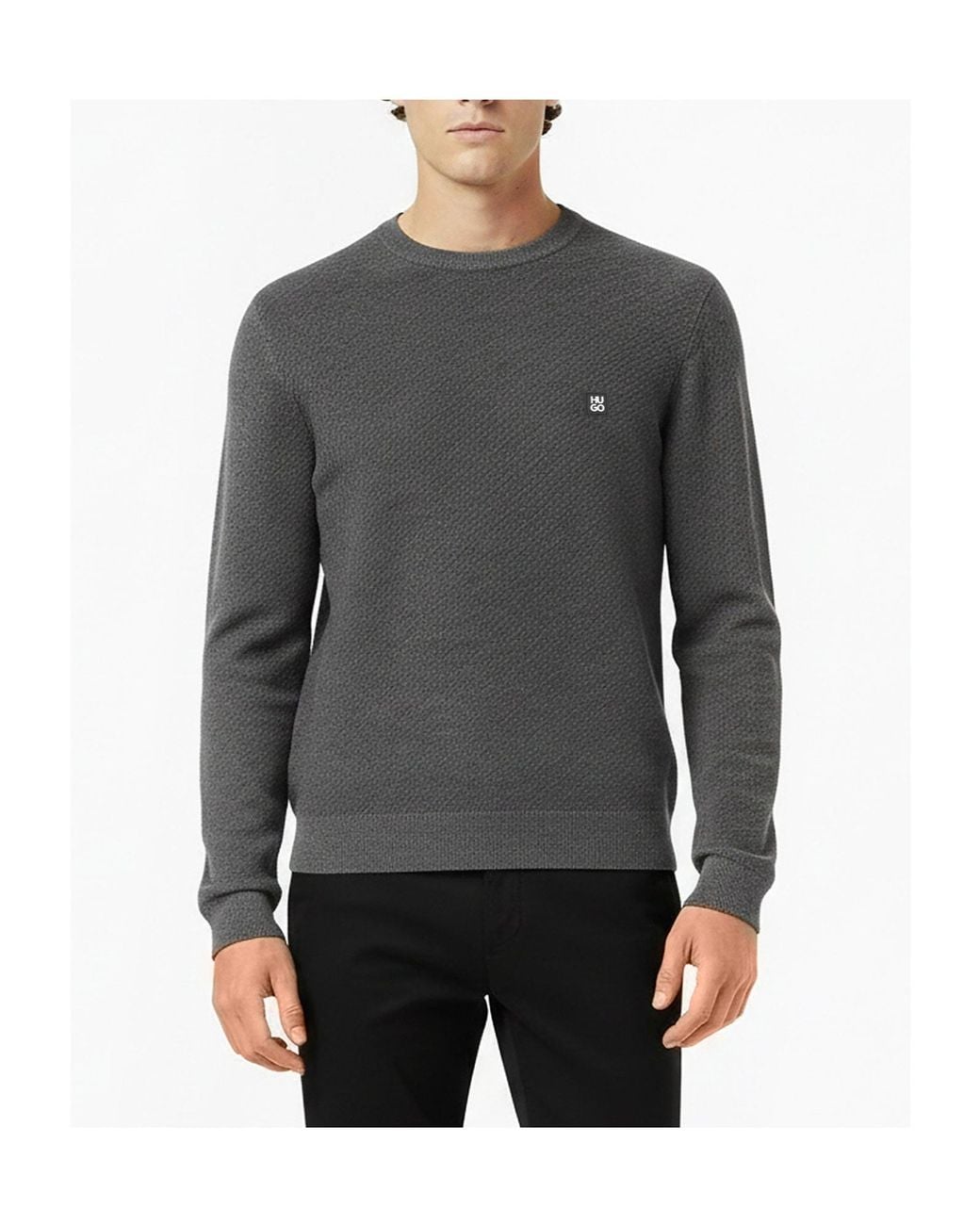 Boss Black Crew-Neck Knit Sweater for men