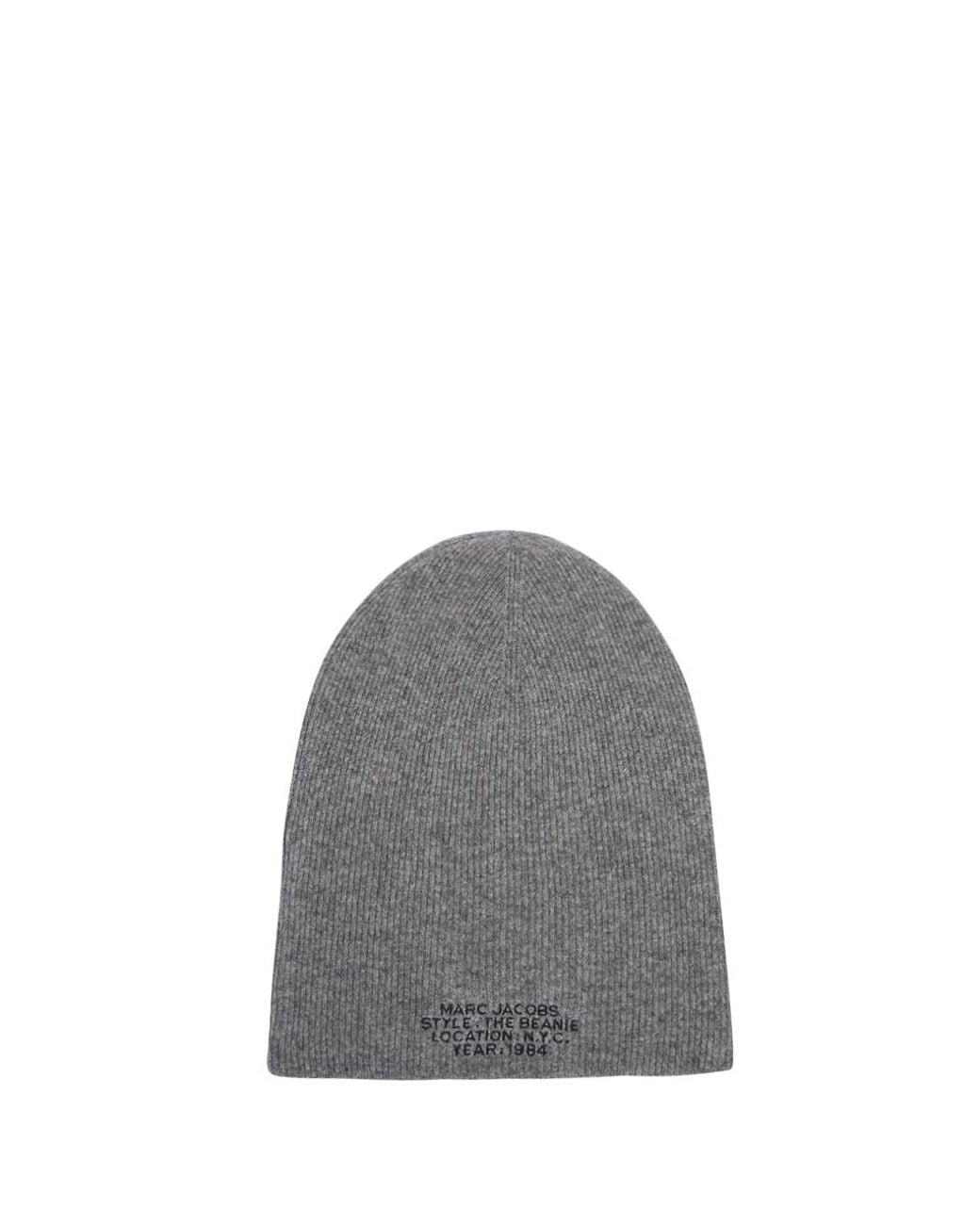 Marc Jacobs Gray Logo Printed Beanie