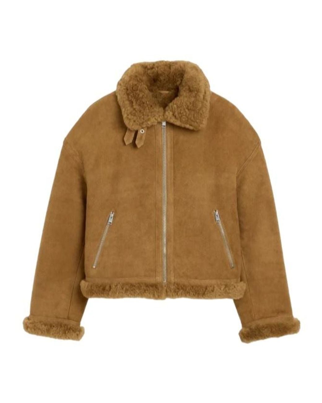 AMI Brown Sheep Shearling Aviator Jacket for men