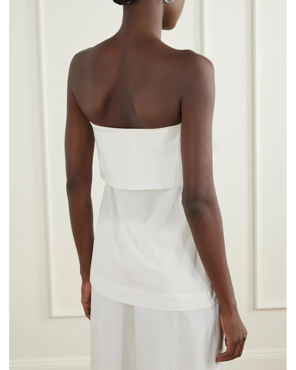 St. Agni White Cotton Strapless Top