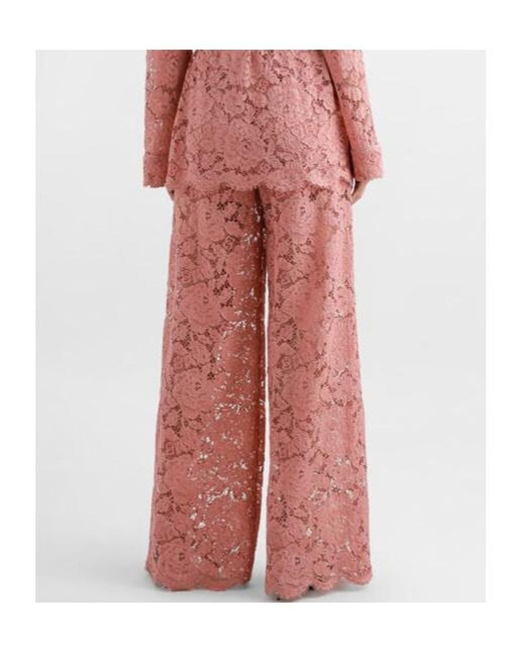 Dolce & Gabbana Pink Floral Lace Trousers