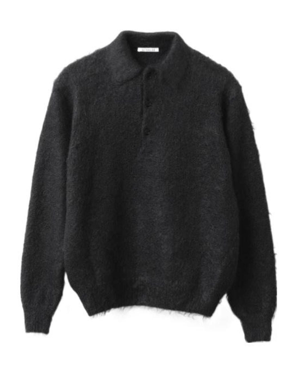 Auralee Black Long-Sleeve Polo-Collar Sweater for men