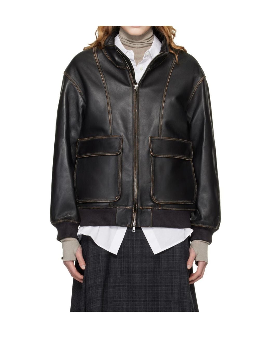 DUNST Black Long-Sleeved Leather Jacket for men