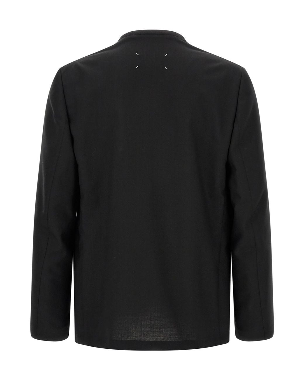 Maison Margiela Black Collarless Signature Four-Stitch Jacket for men
