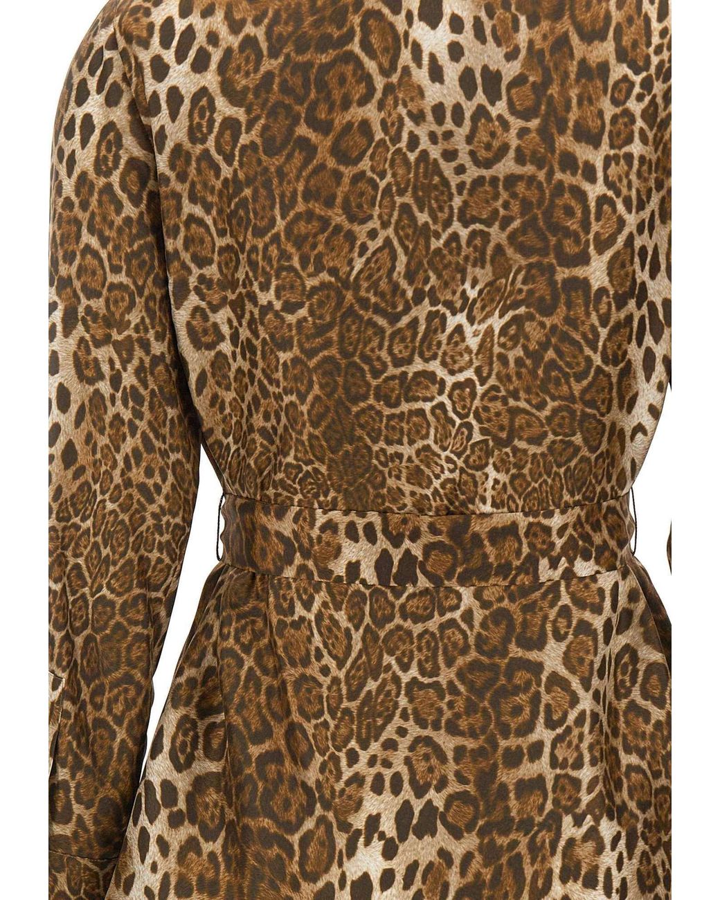 Max Mara Brown Studio Animal Printed Long-Sleeved Shirt