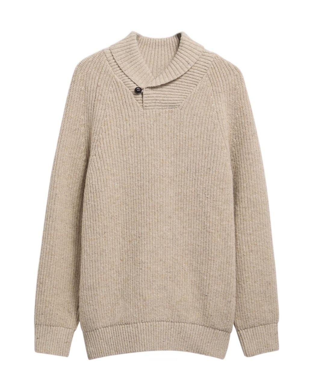 Barbour Natural Shawl Collar Chunky Knit Sweater for men