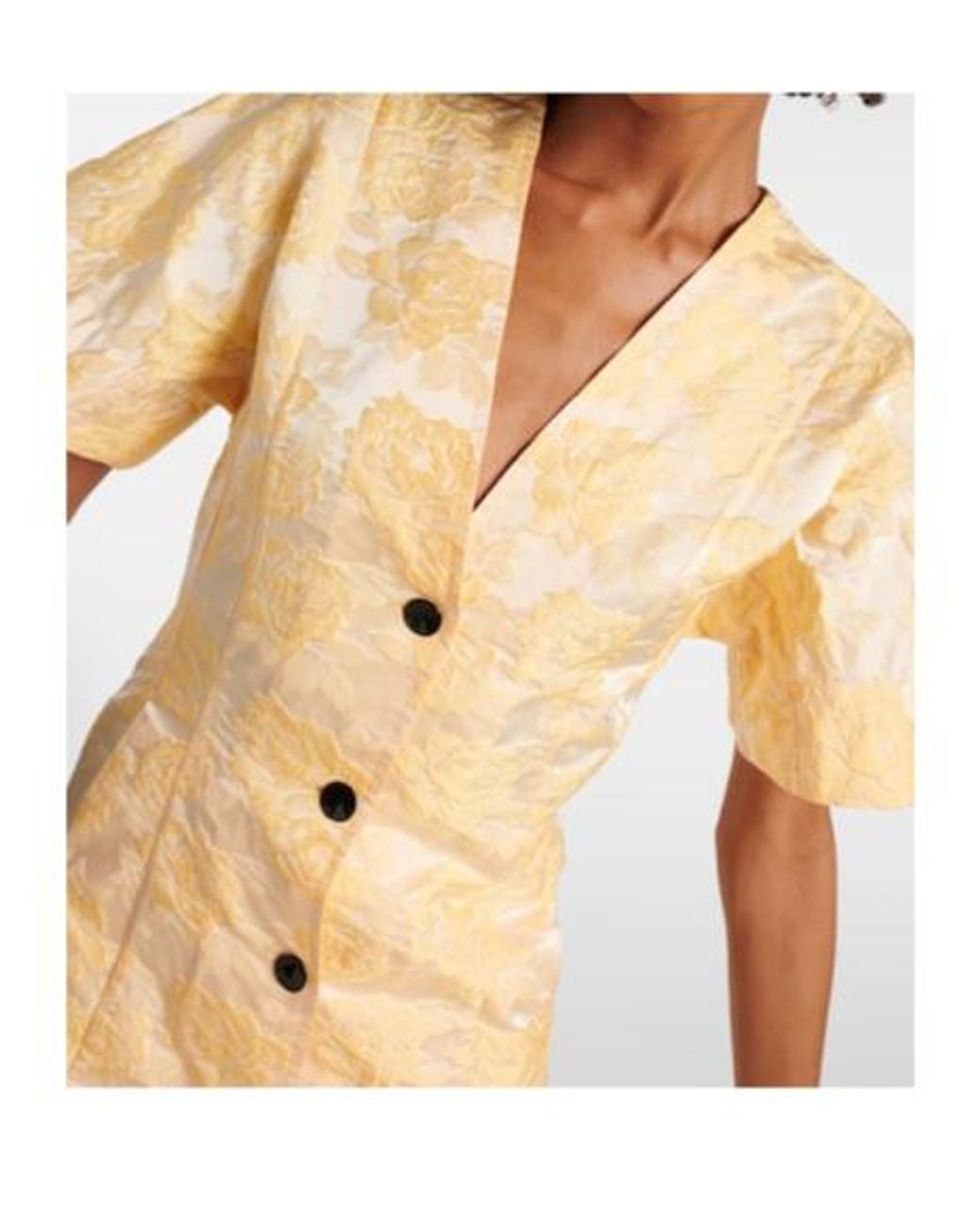 Ganni Metallic Floral Jacquard Shirt Dress