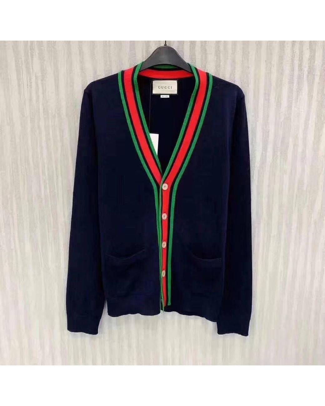 Gucci Blue Wool Knitted Cardigan for men
