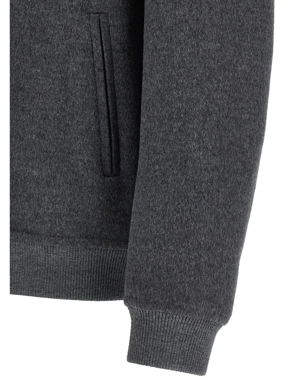 Fendi Gray Double Wool Jacket With Ff Detail for men