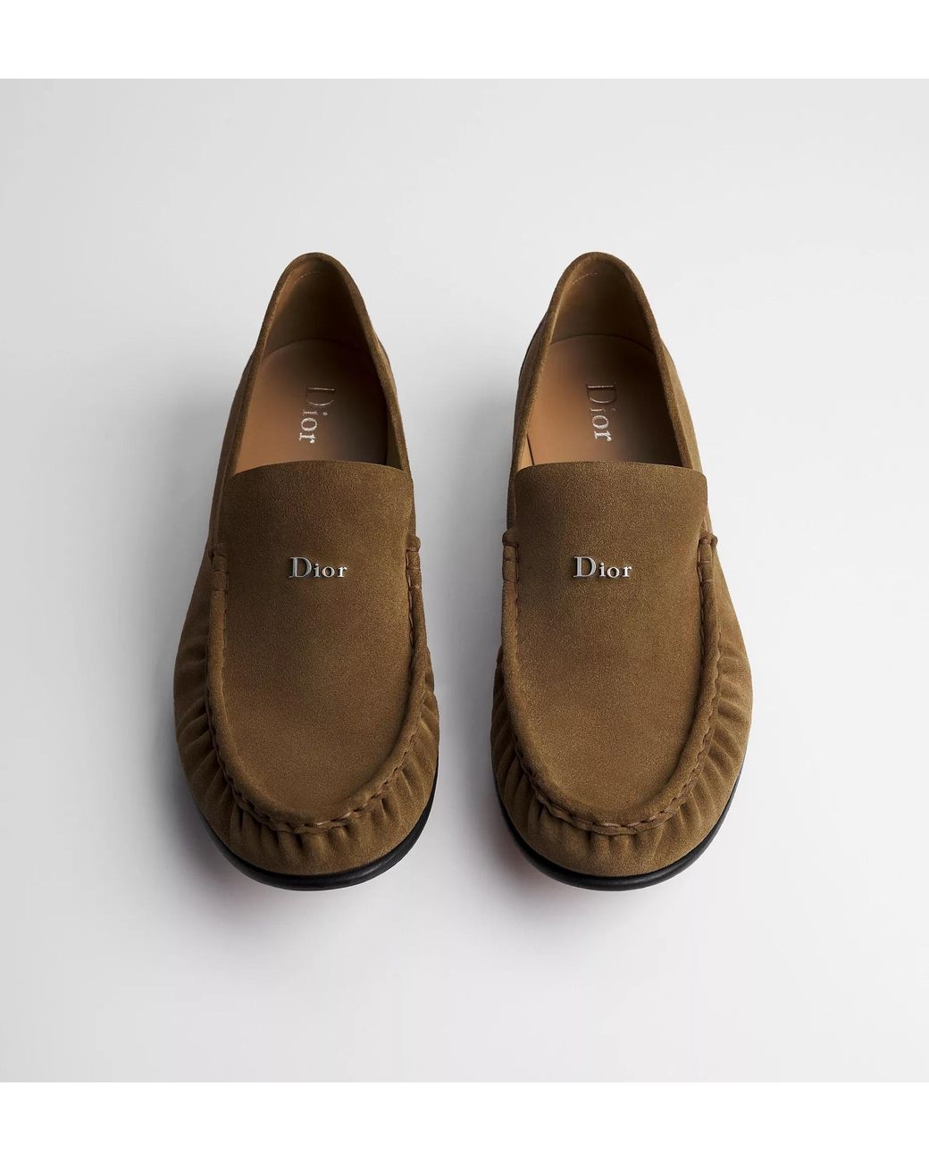 Dior Brown Homme Ruched Moc Toe Loafers for men