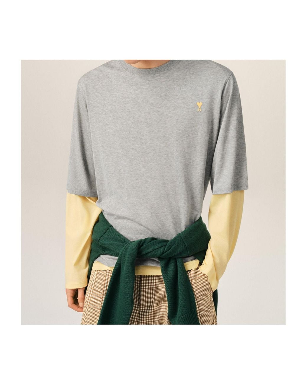 AMI Natural Apos;S Cotton Ami De Coeur Layered Long-Sleeve T-Shirt for men