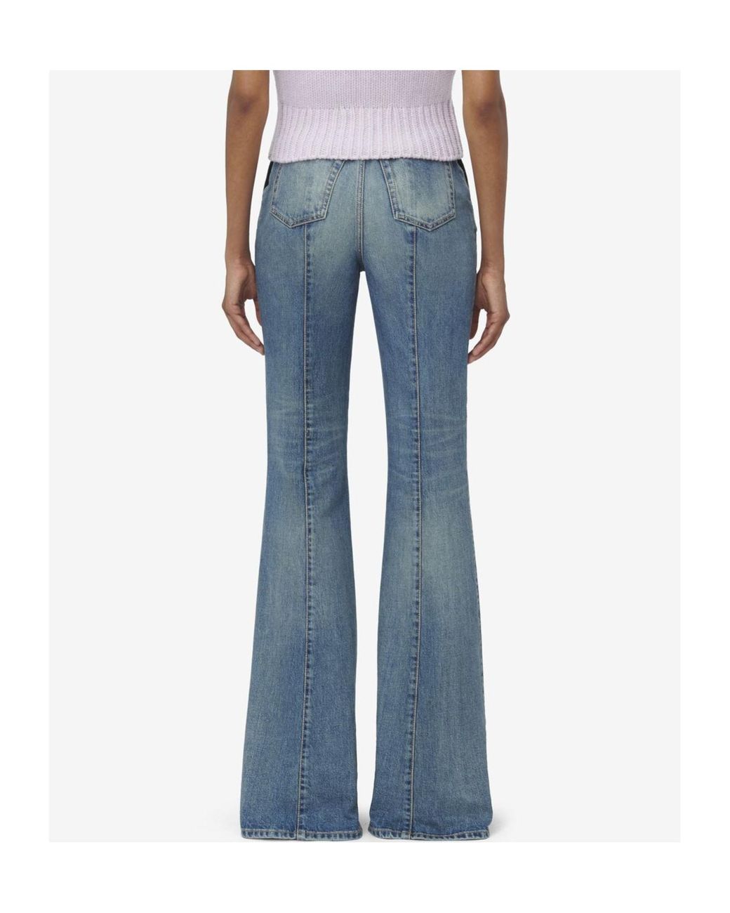 McQueen Fold Over Waist Jeans in Blue | Lyst