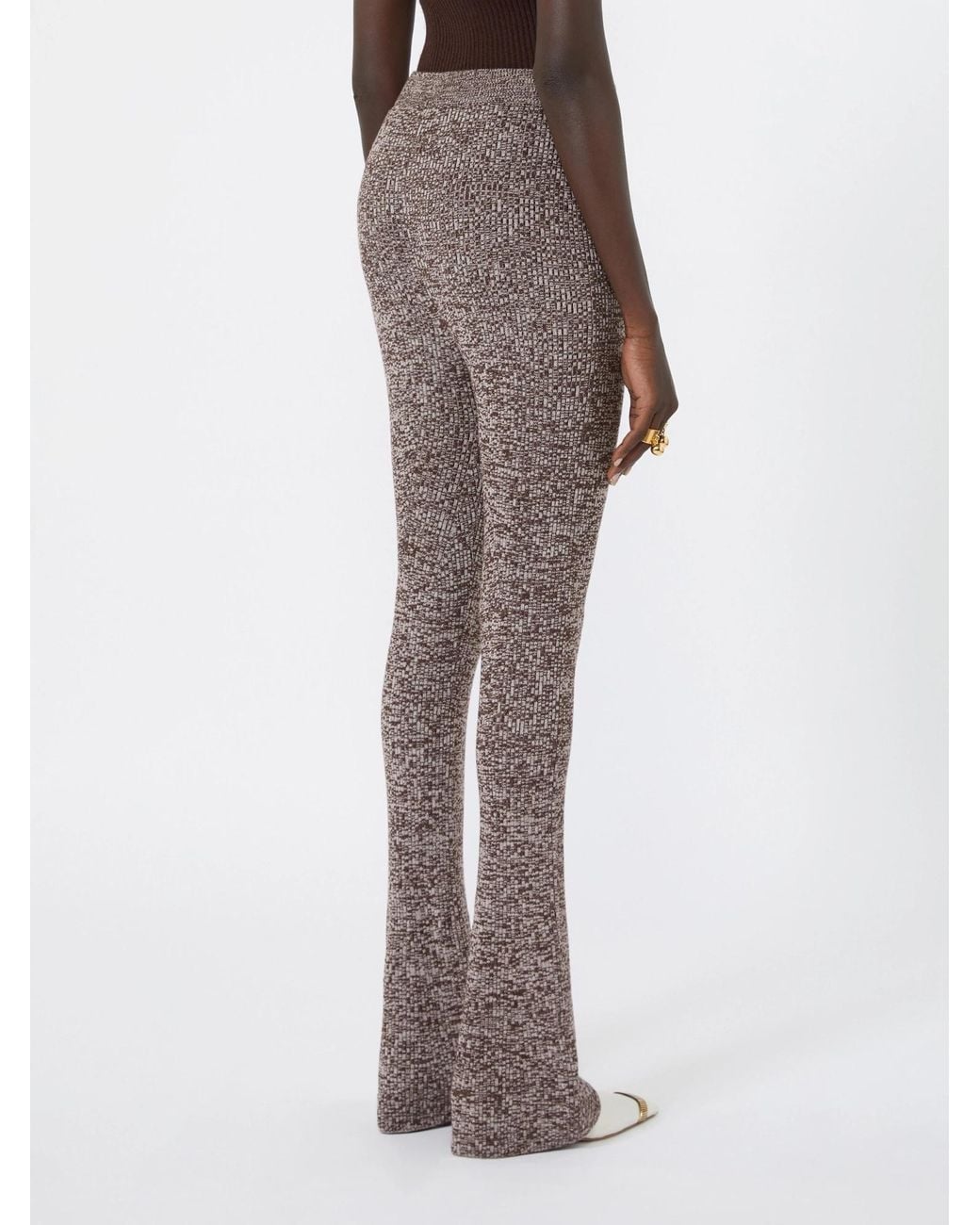 Sportmax Gray Marled Flared Knitted Trousers