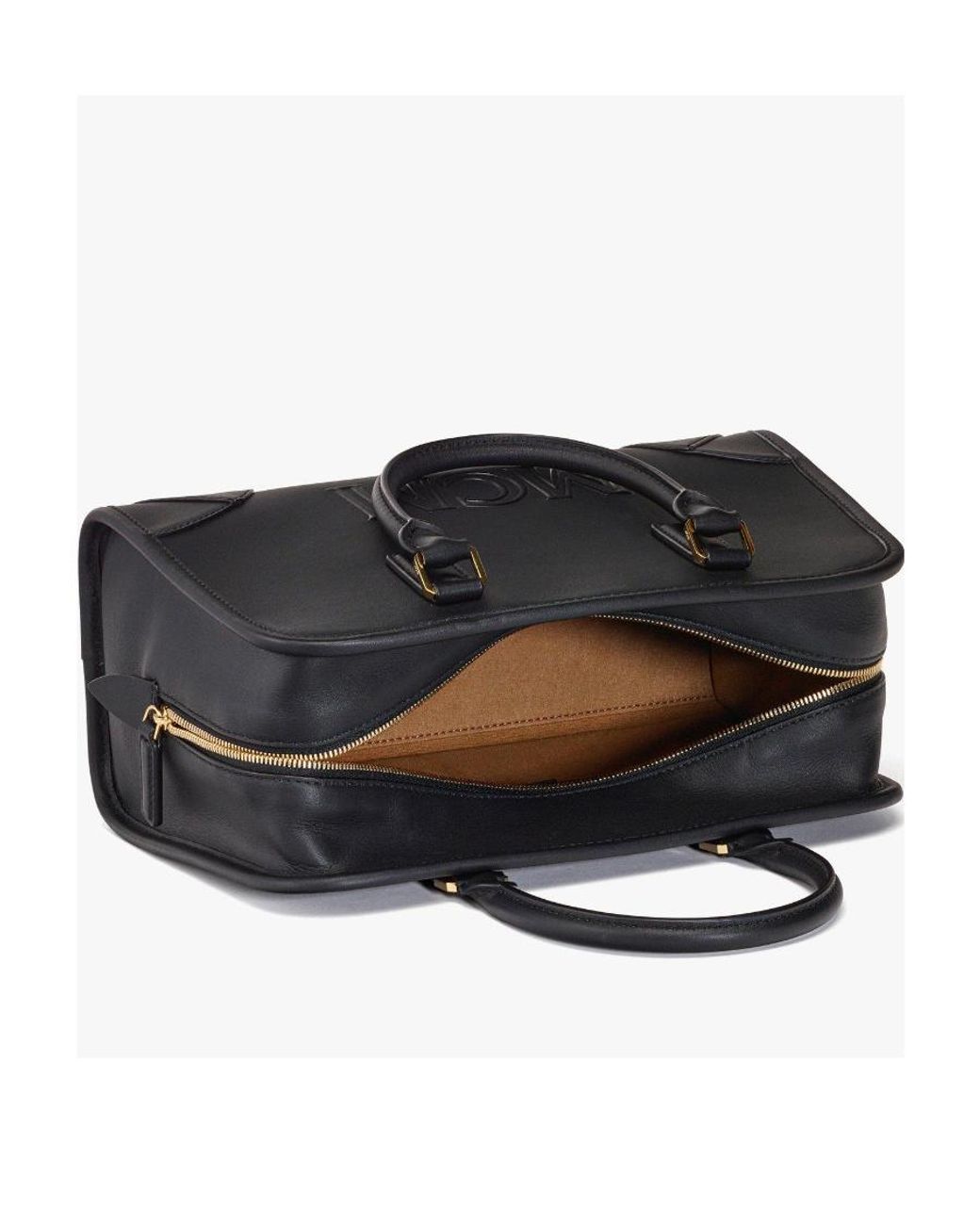 MCM Black Medium Logo Embossed Aren Boston Bag