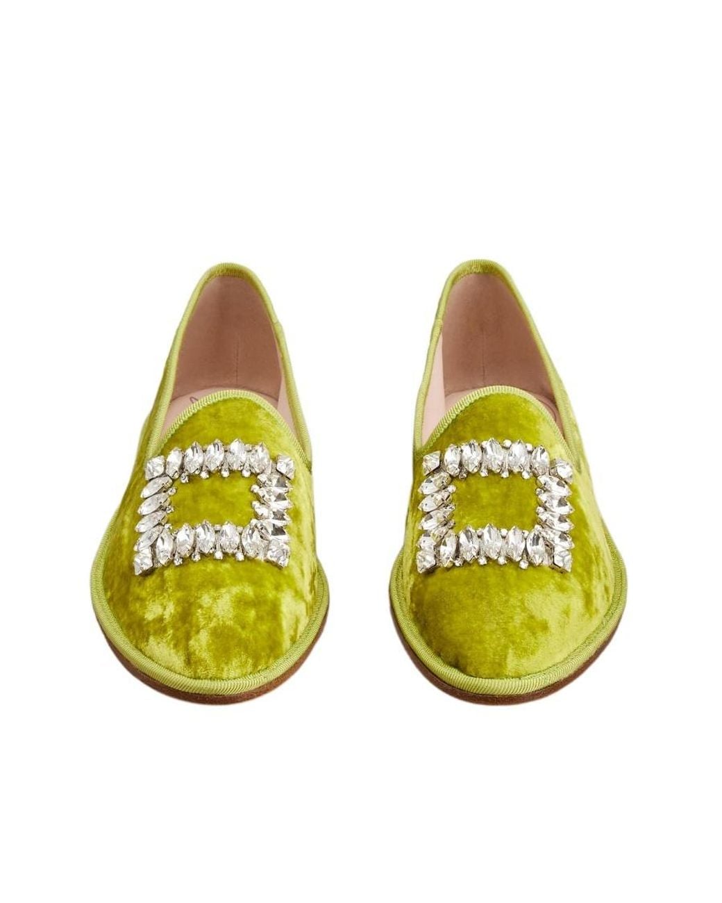 Roger Vivier Yellow Babby Viv' Strass Embroidered Buckle Slippers