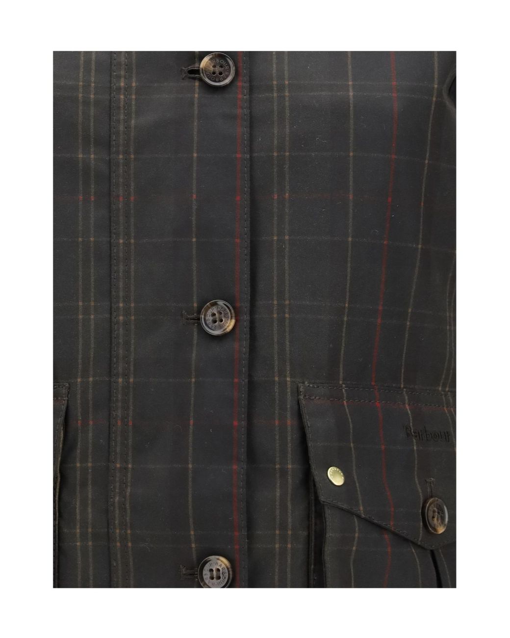 Barbour Black Marena Check Waxed Jacket
