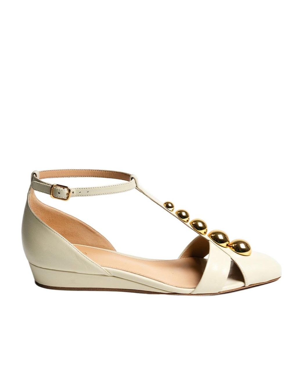 Chloé Metallic Chloé Cleia Studded Wedge Sandals
