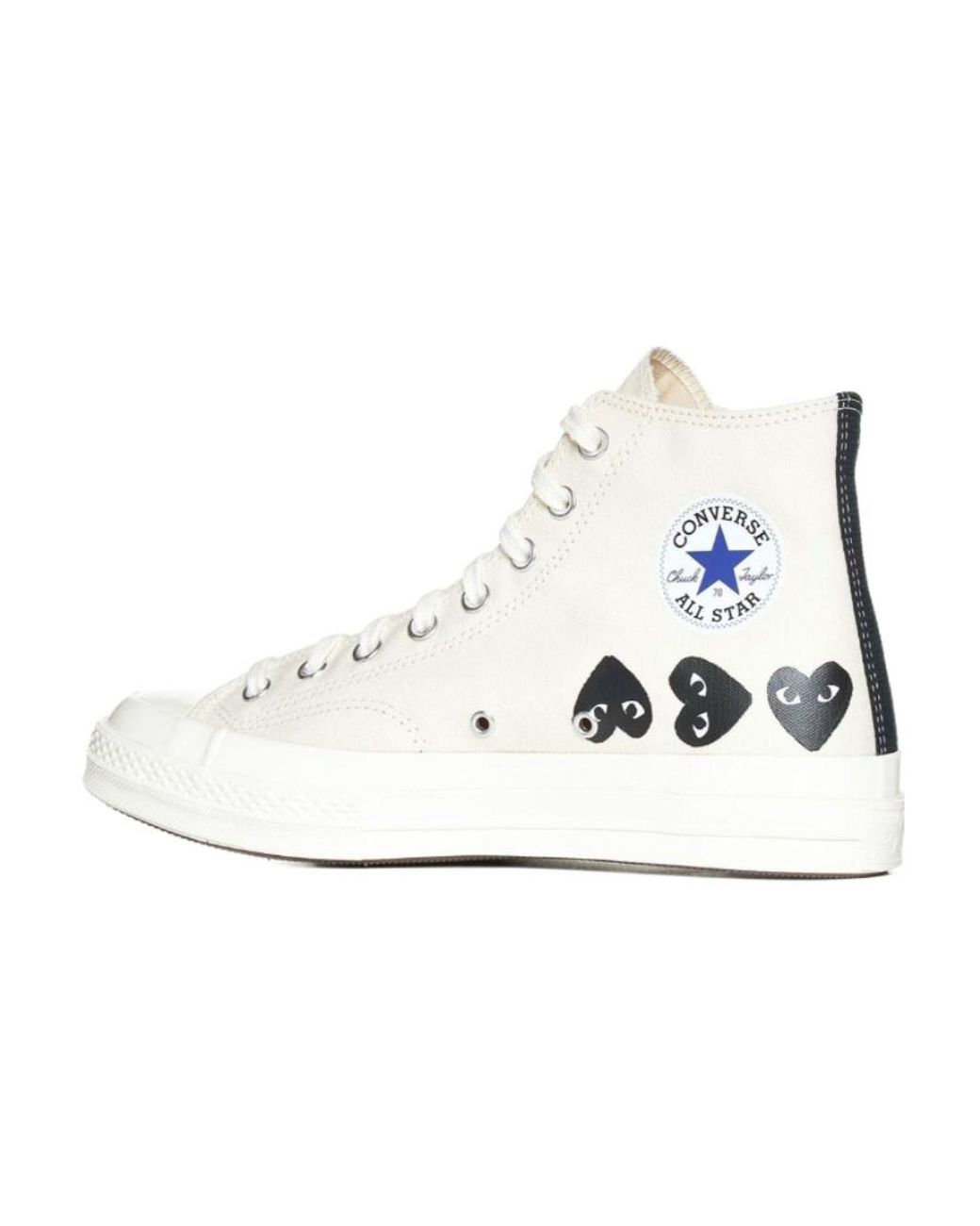 Comme des Garçons White Printed High-Top Sneakers