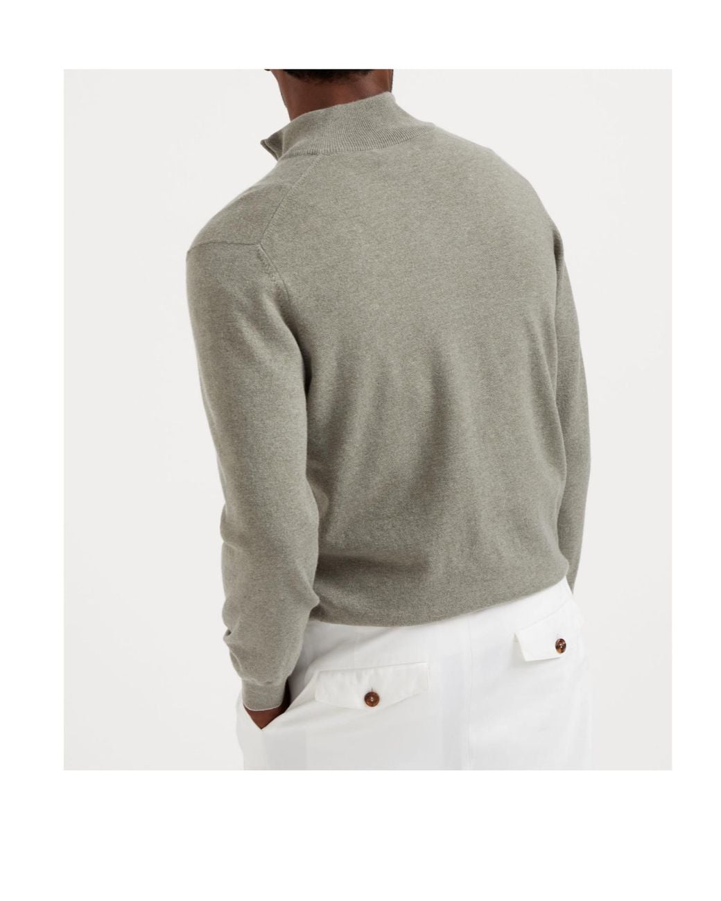 Brunello Cucinelli Gray Funnel-Neck Knitted Polo Shirt for men