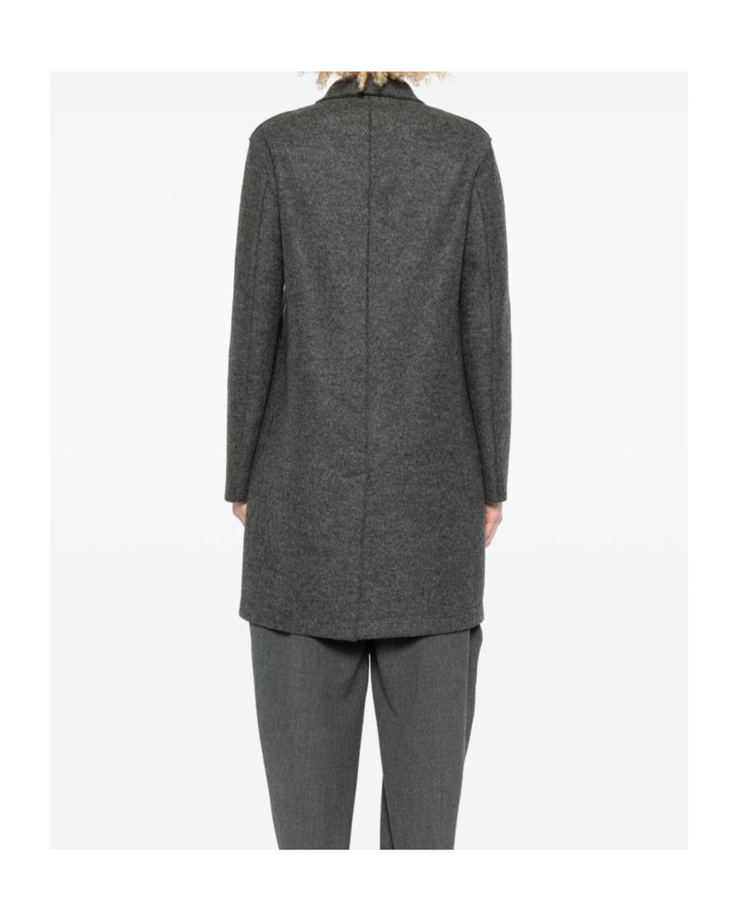 Harris Wharf London Blue Button-Fastening Wool Coat