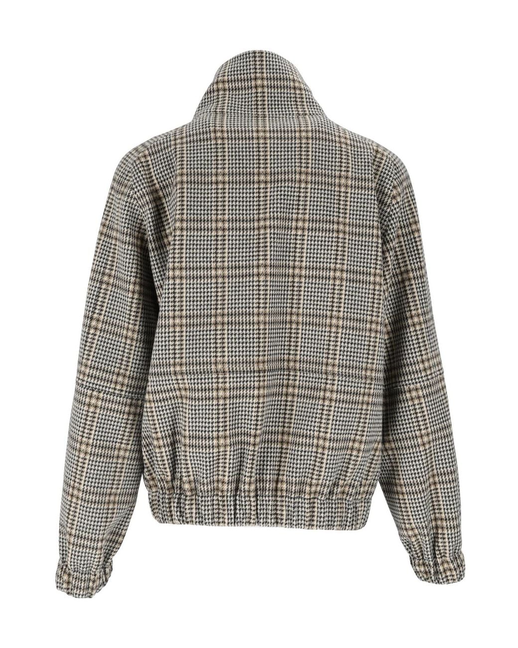 Fabiana Filippi Gray Check-Pattern Zipped Bomber Jacket