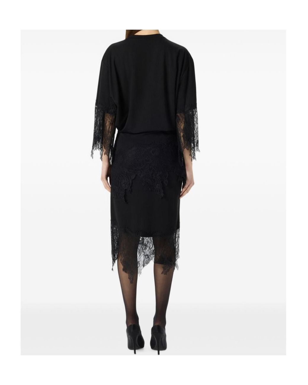 Blumarine Black Lace-Detail Jersey Midi Dress