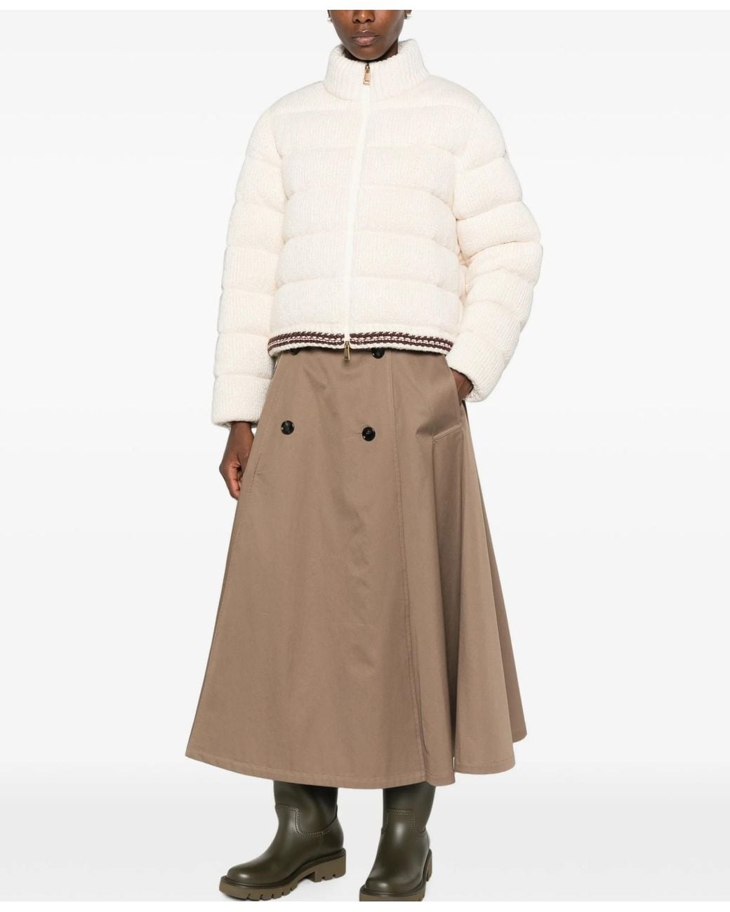 Moncler Natural Quilted Knitted Jacket