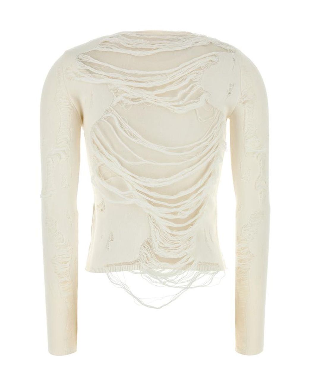 MM6 by Maison Margiela White Distressed Blend Jumper