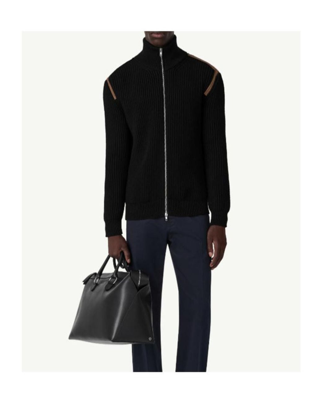 MM6 by Maison Margiela Black Ribbed-Knit Panelled Jacket for men