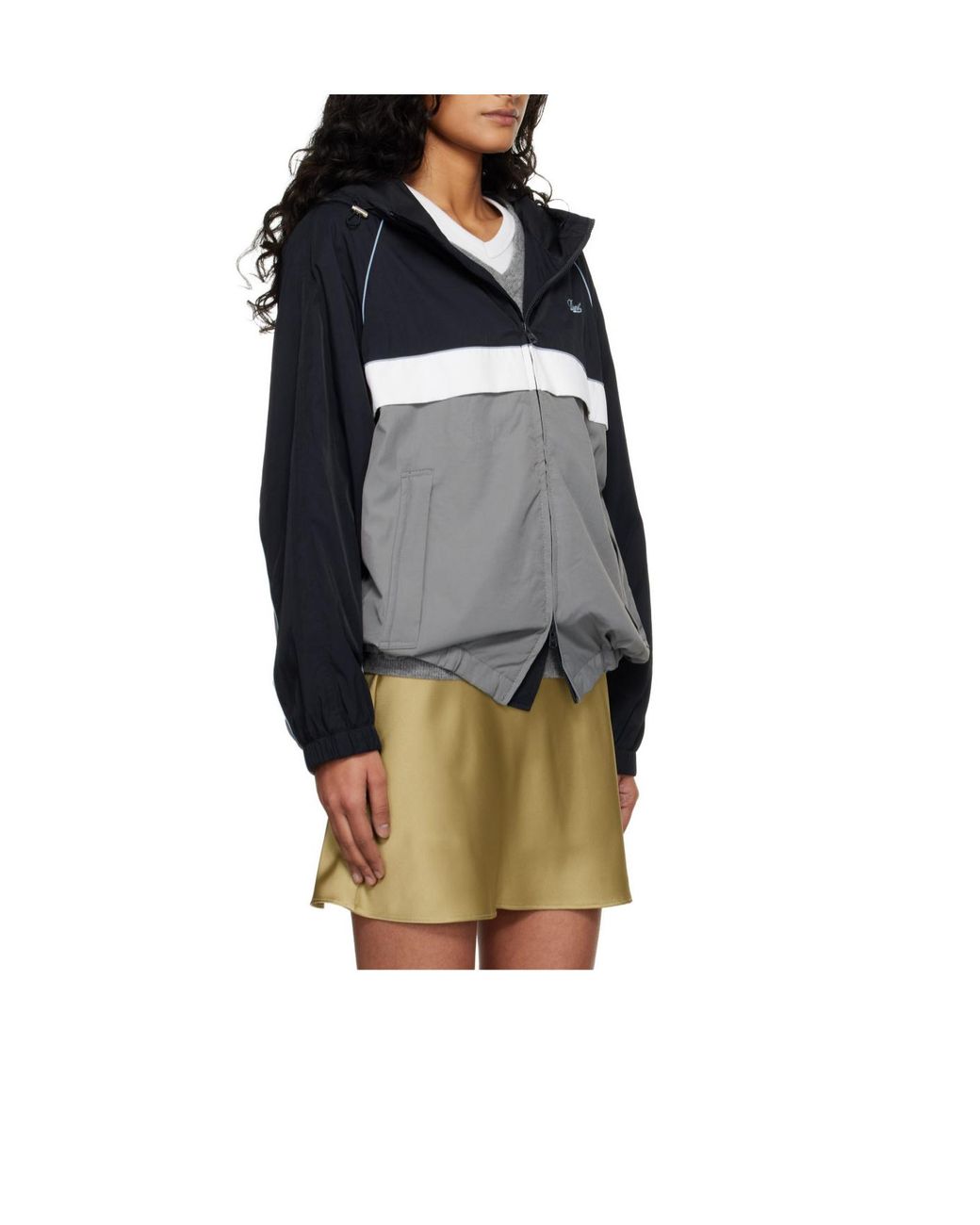 DUNST Blue Hooded Colourblock Windbreaker